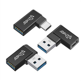 UC-081 3Pcs/Set USB-C to USB-A + USB-A to USB-A Elbow USB3.0 Converter Data Transfer Charging Adapter