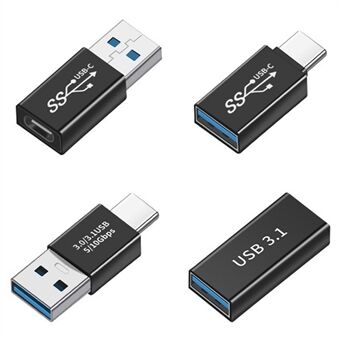 UC-070 4Pcs/Set Portable USB-C to USB-A Converter 10Gbps Data Transfer OTG Adapter