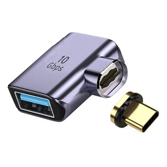 UC-028-AF Magnetisk USB-C han til USB-A hun albueadapter 10 Gbps dataoverførselskonverter