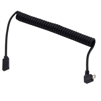 UC-133-MMCF Angled Micro USB Male to Type-C Female Spring Extension Cable for Gaming Keyboard Mouse