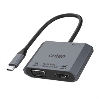 ONTEN M205 3-i-1 Type-C til HD+VGA adapterkabel med PD Hurtigopladning USB-C videokonverter