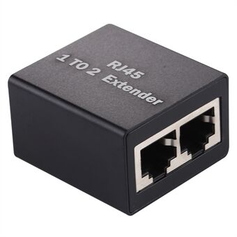1 til 2 RJ45 splitterstik Inline LAN-stik Ethernet-kabelforlængeradapter - sort