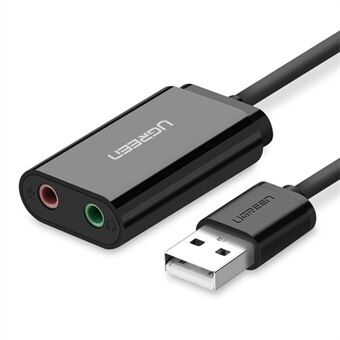 UGREEN 30724 USB Audio Adapter External Stereo Sound Card with 3.5mm Headphone and Microphone Jack for Windows Mac Linux PC Laptop PS4