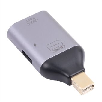 Portable 2-in-1 4K 60Hz Mini DP Male to Type-C Charging + Type-C Female Adapter Converter