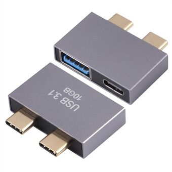 USB + Type-C Female to 2x Type-C Male Converter USB 3.1 10GB Aluminum Alloy Adapter