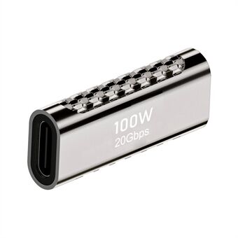 Type-C Female to Female Zinc Alloy Straight Adapter 100W High Power Charging 20Gbps Converter
