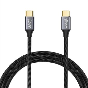 2m Type C til Type C kabel USB 3.1 multifunktionelt Gen2 10Gbps 100W PD Nylon flettet USB C-kabel (han til han)