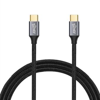 1m USB C til USB C-kabel USB 3.1 Gen2 10Gbps PD 100W nylonflettet fuldfunktionstype C-kabel (han til han)