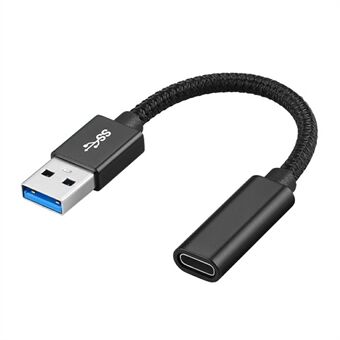 Portable USB-C Female to USB-A 3.0 Male Adapter Cable (Aluminum Alloy Plug + Braided Cable)