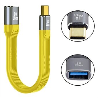 13 cm USB 3.1 Type-C mandlig vært til USB 3.0 type A hun OTG fladt tynd FPC 10 Gbps datakabel til bærbar telefon - gul