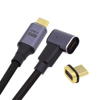UC-034-RI USB-C magnetisk stik USB4-kabel 20Gbps venstre højre vinklet 90-graders 100W opladning 8K / 5K videoledning