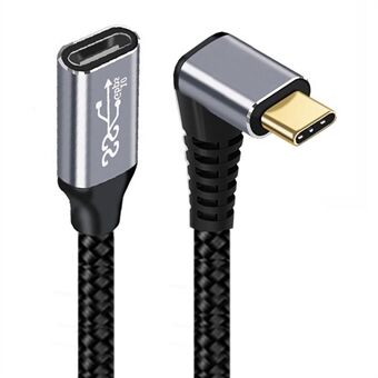 UC-058-UP-1.0M 90-Degree Angled USB 3.1 Type-C Male to Female Data Cable Aluminum Alloy Connector Braided Extension Cord