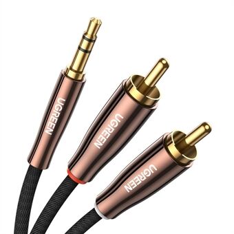 UGREEN 80847 2-Meter RCA Y-Splitter 3.5mm to 2RCA Male Straight Reversible Audio Cable for Smartphones/Speakers/Hi-Fi Amplifier/HDTV/MP3 Players