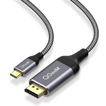 QGEEM QG-UA13-12 Type-C Male to DP Male Adapter Nylon Braided USB-C to DP Converter Cable 4K/60Hz for Mobile Phones Computers 1.2m