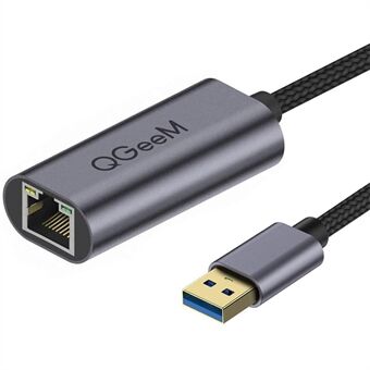 QGEEM UA05-A USB 3.0 til Gigabit Ethernet-adapter USB til RJ45 LAN-kablet konverter Kompatibel med Nintendo Switch Wii MacBook Alle USB-enheder