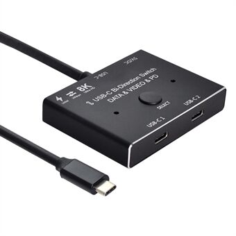 UC-161 0,5 m USB-C Bi-Direction Switch MST 1 til 2 Type-C Hub Adapter Support Video 8K/30Hz, 10 Gbps Data, PD 100W