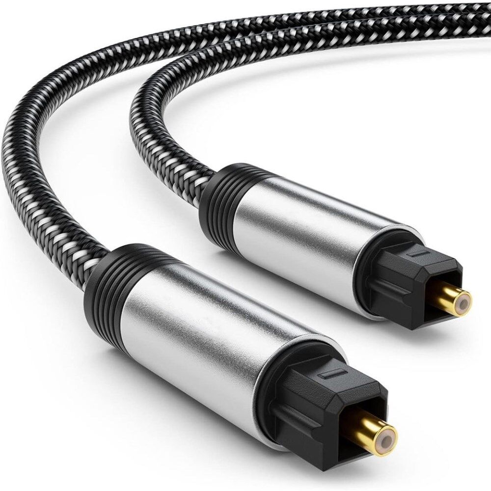 1 kabel Nylonflettet SPDIF forgyldt stik digital audio fiberoptisk ledning Toslink kompatibel med soundbar, tv (stil B)