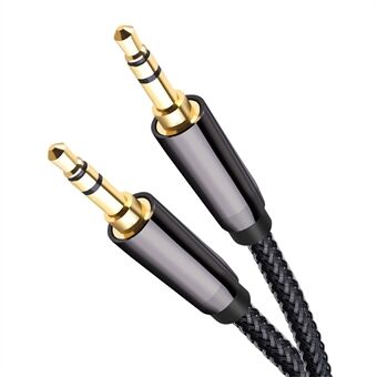 1 m nylonflettet Aux 3,5 mm han-til-han-kabel lydadapterledning til hovedtelefoner, bil, hjemmestereoanlæg, højttaler