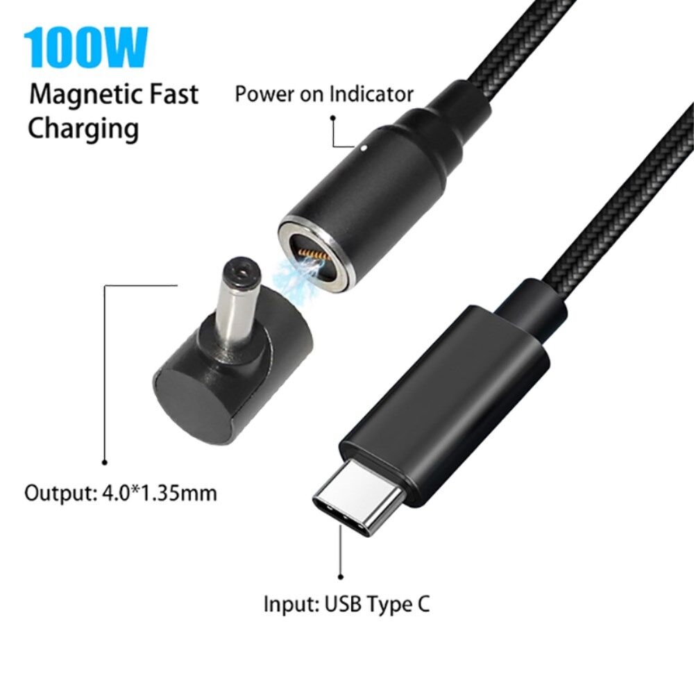procedure . Lyn USB-C til 4,0x1,35 mm til Asus Laptop, 1,8m PD 100W Quick Magnetisk  Notebook-stik Opladningsadapter Fleksibelt Bøjningsbestandigt DC-kabel