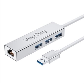 VEGGIEG USB 3.0 1000 Mbps Netværkskort Hub Splitter Legering RJ45 + 3 USB Porte Adapter Docking Station