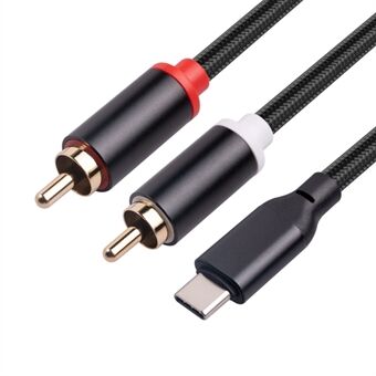 1m USB C til RCA-lydkabel Type-C til 2 RCA-kabel til iPhone Sumsung Xiaomi Speaker Home Theater TV (indbygget DAC-chip)