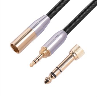 3,5 mm han til MINI XLR 3PIN kabelsæt med 6,35 mm adapter 3,5 mm+6,35 mm lydkabel Kompatibel med 3,5 mm+6,35 mm lydenheder
