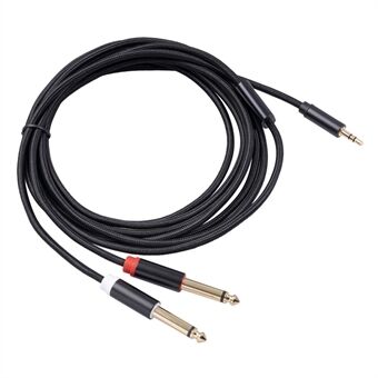 3.5mm to Double 6.35mm Aux Cable 2 Mono 6.35 Jack to 3.5 Male Audio Cable 2m for Phone to Mixer Amplifier