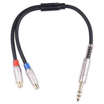 TC030YTR048-03 0.3m 6.35mm Male to 2 RCA Female Audio Cable 1 to 2 Adapter Splitter Converter