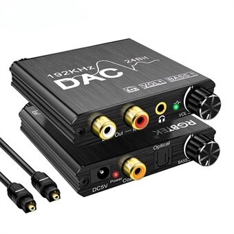 AY106 192Khz 24Bit DAC Digital to Analog Audio Converter with Volume Adjustment and Bass Control