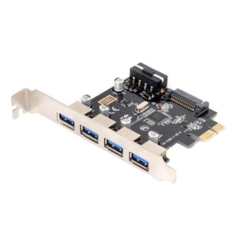 4 porte PCI-E til USB 3.0 HUB PCI Express udvidelseskortadapter 5 Gbps til bundkort