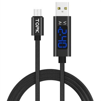 TOPK AC27 Nylon Braided Micro USB Cable Current Voltage LED Display