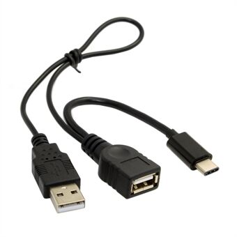 USB 3.1 Type-C to USB 2.0 Female OTG Data Cable with Extral Power - Black