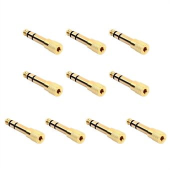 10Pcs 6.35mm 1/4" Male to 3.5mm 1/8" Female Stereo Headphone Audio Adapter Gold Plated Headphone Jack Plug for Amp Guitar Mixer