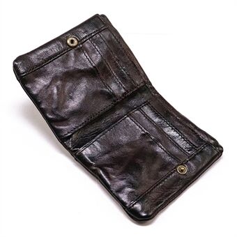 SG716 Vegetabilsk garvet okselæder retro bi-fold mænd kort tegnebog lynlås lommedesign kort Kontant mønter Holder taske
