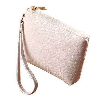 YF-002 Crocodile Texture Mini tegnebog clutch taske PU læder møntpung Lynlåslomme Kontantskiftepose med håndstrop
