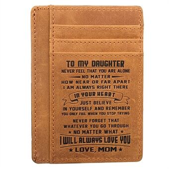 AP156 til min søn/datter Minimalistisk tegnebogsgave fra far/mor RFID-blokerende okselæder-forlomme-korttaske