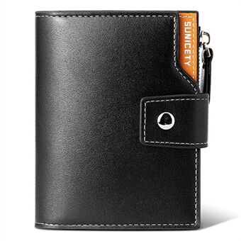 SUNICETY Tofarvet tegnebog RFID-blokerende PU-læderkortopbevaringspose Tyverisikringslomme med lynlås Kontantpengeholder møntpose