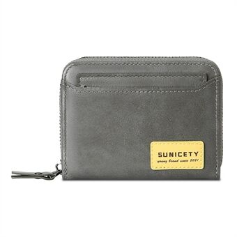 SUNICETY Retro-stil PU-læderkort bæretaske Penge Kontanter Møntopbevaringspose RFID-blokerende tegnebog