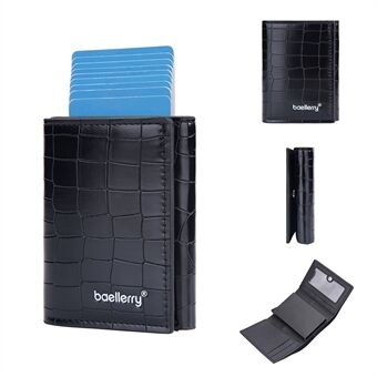 BAELLERRY D9213 PU læder krokodille tekstur tegnebog RFID blokerende metal kortholder møntpung til mænd