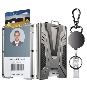 KB004 Metal + PC visitkortholder ID Kreditkort opbevaringstaske med pengeklip og udtrækkelig nøglering