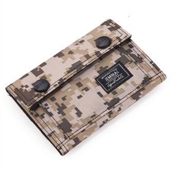 JEMINAL 1312# Casual Camouflage Bi-fold Pung Kortholder Trykknapper Lærred Kort tegnebog