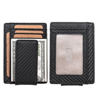 119# ægte læder carbonfiber tekstur RFID-beskyttet pung tegnebog med foto slot
