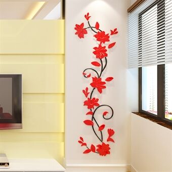 3D Acrylic Wall Sticker Removable Decal Mural Vase Flower Tree for Room Decor 24*80cm