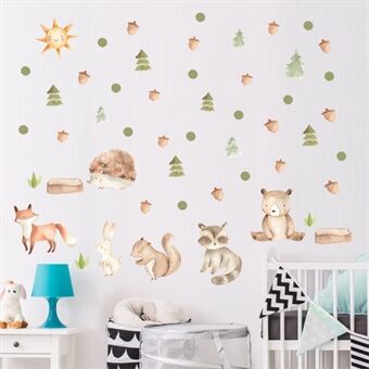 Cute Bear Fox Wall Stickers Jungle Animals Vægdekorationer til Kids , soveværelse, legerum (uden EN71-certificering)