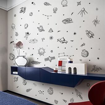 MS8069-NH 4 stk/sæt Kids Vægdekorative klistermærker i soveværelset Cartoon Universe Planet vægklistermærker (ingen EN71-certificering)