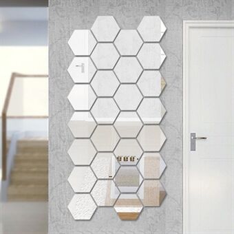 12Pcs / Pack Stylish 3D Hexagon Acrylic Mirror Wall Stickers DIY Art Decoration Mural Stickers Home Decor Living Room Mirror Sticker Decorative