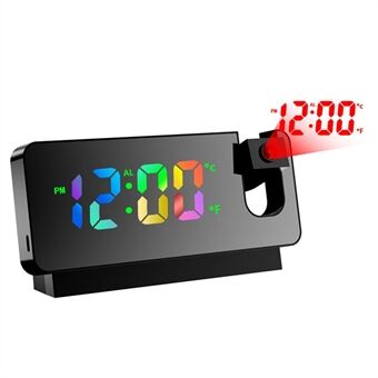 S282 Multifunktionelt Creative vækkeur Elektronisk digitalt tidstemperaturkalender Farveskærmsprojektionsvækkeur (farverig version)