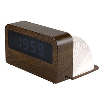 Y1 Trævækkeur Time Display Farverig Creative bogformet lys Desktop USB Genopladeligt Smart Alarm Clock