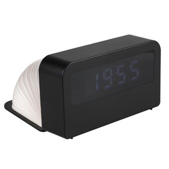 Y1 Creative Book-formet lys vækkeur Time Display USB Genopladeligt Smart Alarm Clock - Sort