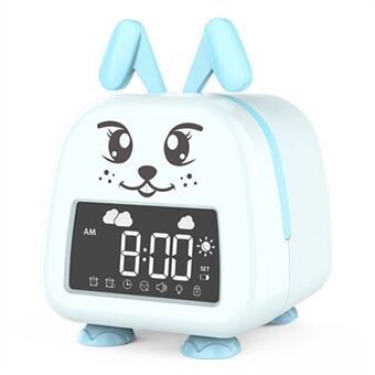 JS2726C Cute Rabbit Digital Ur Børn Søvntræning Alarm Kids LED-nattelampe ved sengen Wake Up Clock - Babyblå